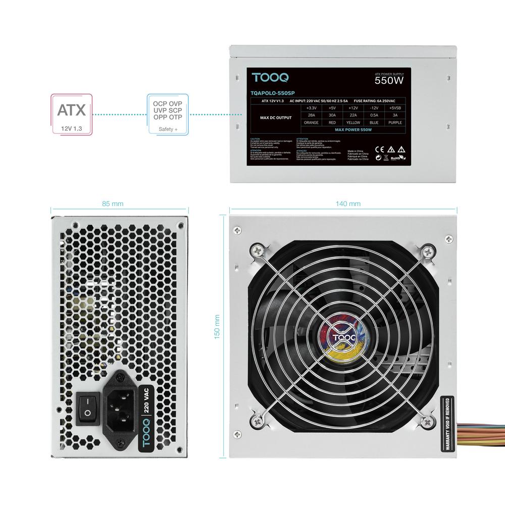 FUENTE ALIMENTACION TOOQ TQAPOLO-550SP ATX 550W