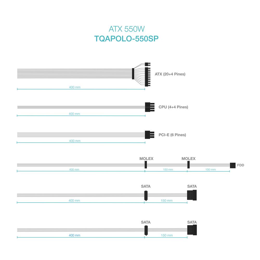 FUENTE ALIMENTACION TOOQ TQAPOLO-550SP ATX 550W