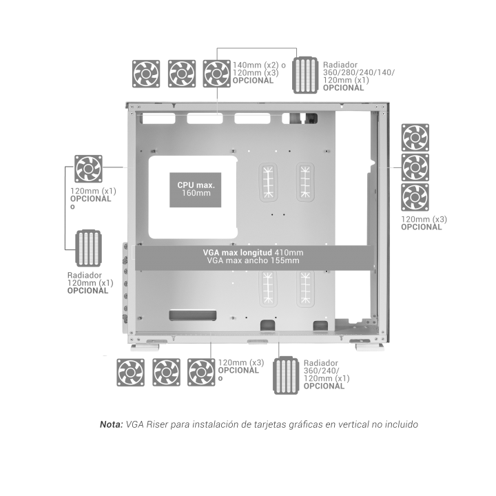 CAJA ORDENADOR MARS GAMING MCNOVA2 E-ATX ARGB CRISTAL TEMPLADO BLANCO