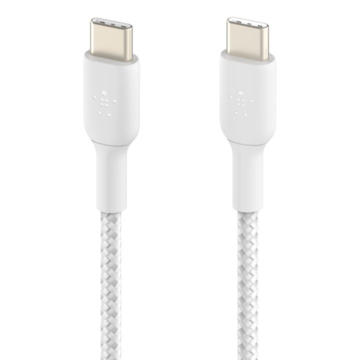 CABLE USB TIPO C BELKIN 1M/ MACHO-MACHO/ BLANCO TRENZADO 2 UNIDADES