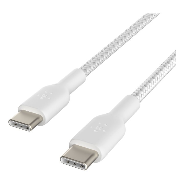 CABLE USB TIPO C BELKIN 1M/ MACHO-MACHO/ BLANCO TRENZADO 2 UNIDADES