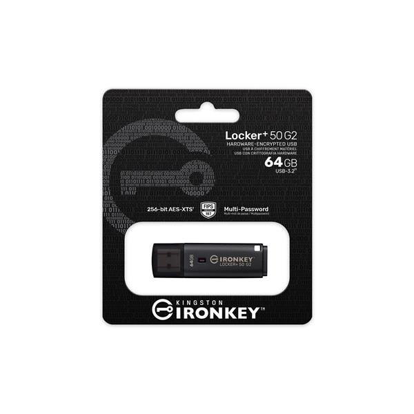 MEMORIA USB 3.2 KINGSTON 64GB IRONKEY LOCKER+50 G2