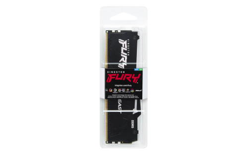 MEMORIA RAM DDR5 16GB KINGSTON / 6400MT/S / FURY BEAST RGB / CL32 / NEGRO