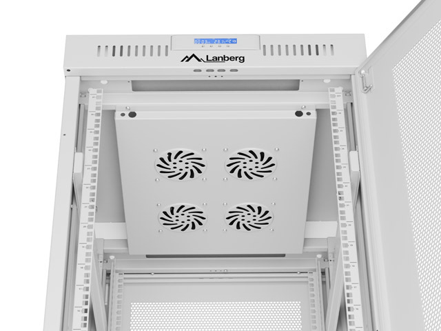 ARMARIO LANBERG RACK 19" 27U/ 600X800 FLAT PACK PUERTA PERFORADA CON LCD GRIS