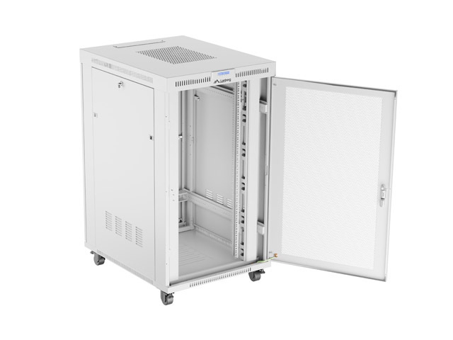 ARMARIO LANBERG RACK 19" 27U/ 800X1000 FLAT PACK GRIS PUERTA PERFORADA CON LCD