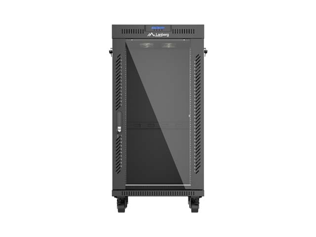 ARMARIO LANBERG RACK 19" 22U/ 600X600 FLAT PACK PUERTA CRISTAL CON LCD NEGRO