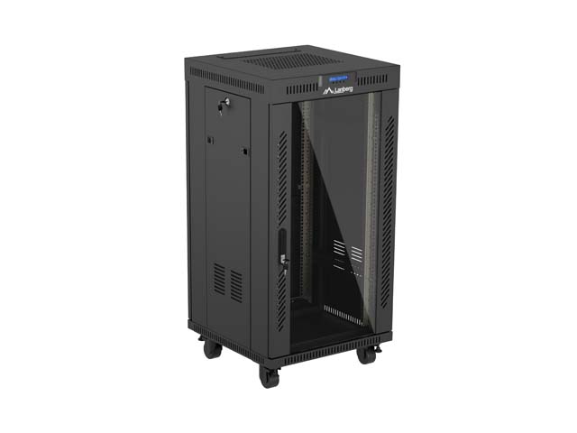 ARMARIO LANBERG RACK 19" 22U/ 600X600 FLAT PACK PUERTA CRISTAL CON LCD NEGRO