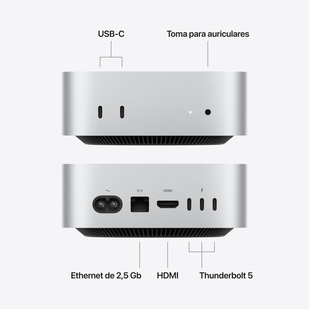 ORDENADOR APPLE MAC MINI SILVER M5 PRO/ CHIP M5 PRO 15C/ 24GB/ SSD 512GB/ GPU 16C