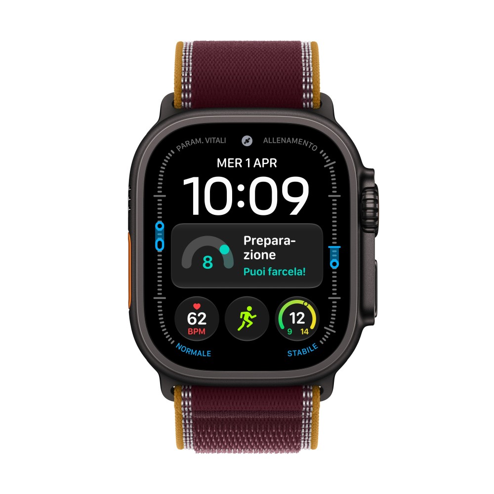 SMARTWATCH APPLE WATCH U4 GPS+CELL 49MM BLACK TITANIUM CASE WITH BURGUNDY TRAIL LOOP S/M