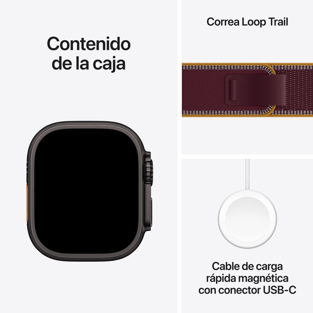 SMARTWATCH APPLE WATCH U4 GPS+CELL 49MM BLACK TITANIUM CASE WITH BURGUNDY TRAIL LOOP M/L