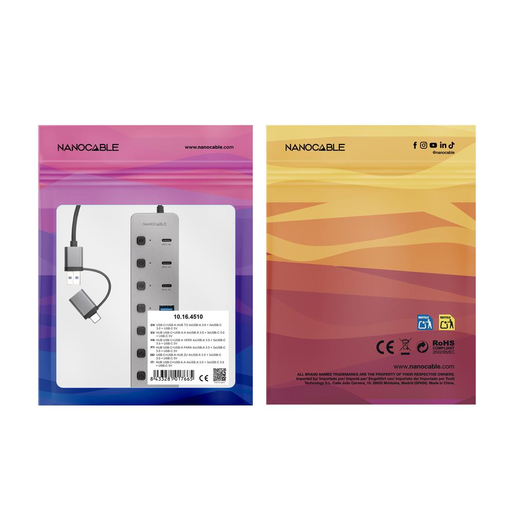 HUB NANOCABLE USB-C/A 4xUSB-A+3USB-C+USB-C 5V