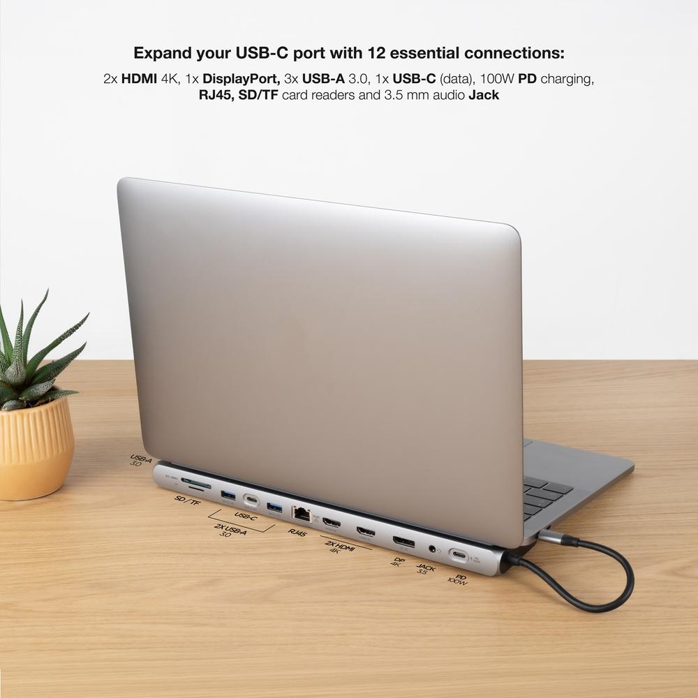 DOKING NANOCABLE 3xUSB-A+USB-C+PD+2xHDMI+DP+RJ45+SD