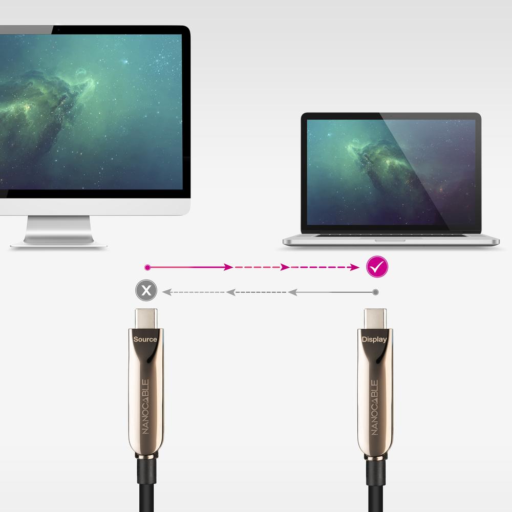 CABLE NANOCABLE USB3.2 GEN2x1 AOC 60W 8K, 15M FIBRA OPTICA UNIDIRECCIONAL