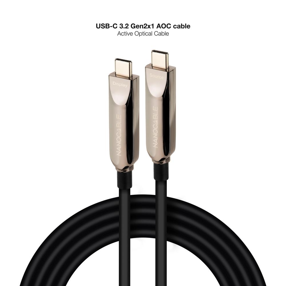 CABLE NANOCABLE USB3.2 GEN2x1 AOC 60W 8K 5M FIBRA OPTICA UNIDIRECCIONAL