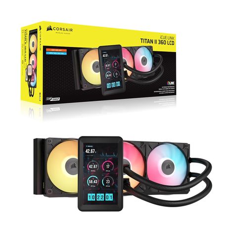 KIT REFRIGERACION LIQUIDA CORSAIR iCUE LINK TITAN II 360 RX LCD RGB 3X 120MM NEGRO