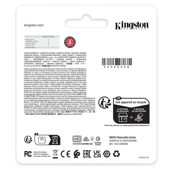 MEMORIA USB 3.2 KINGSTON 64GB DATATRAVELER KYSON