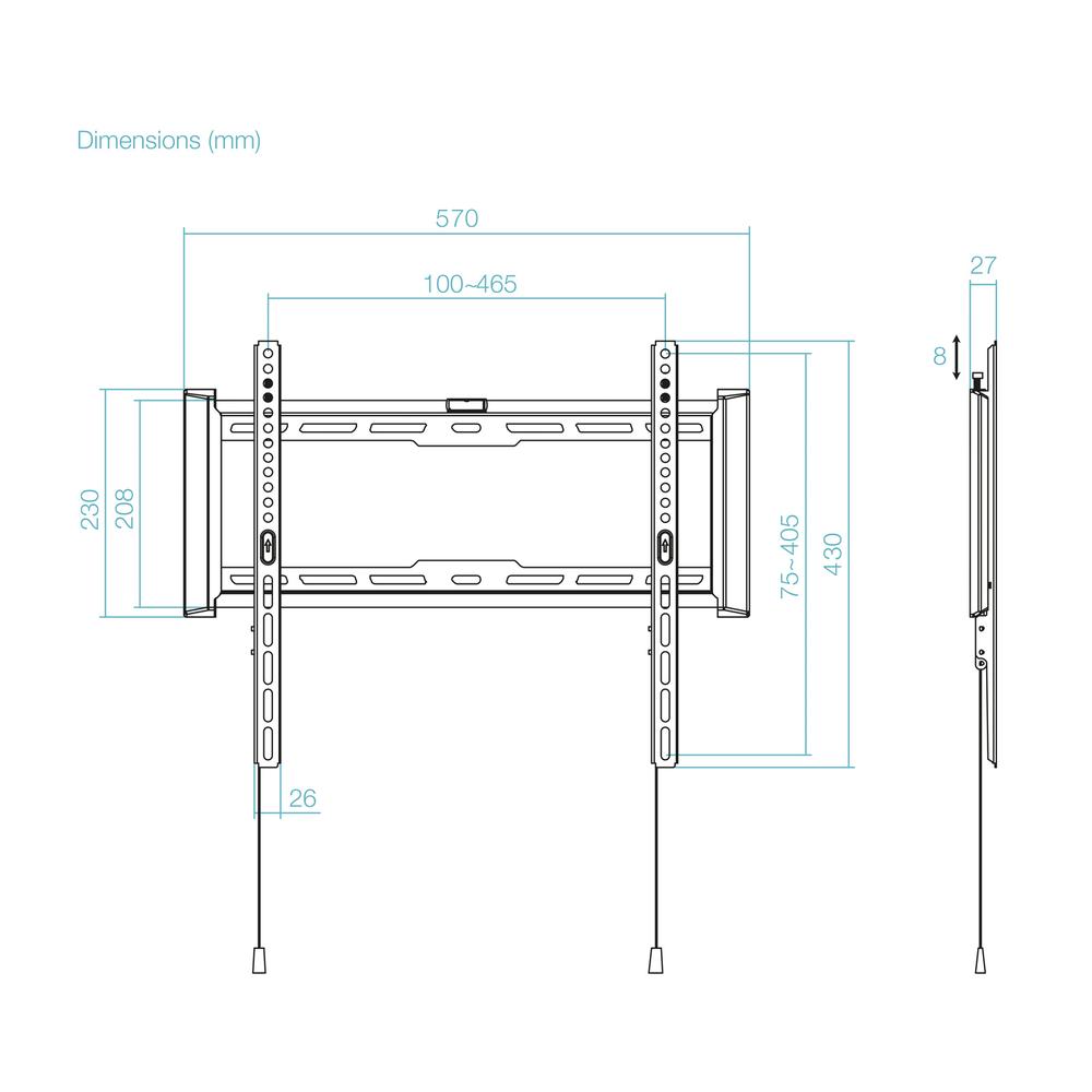 SOPORTE PARED TOOQ VESA HASTA 70" 400X400MM MAX 75KG