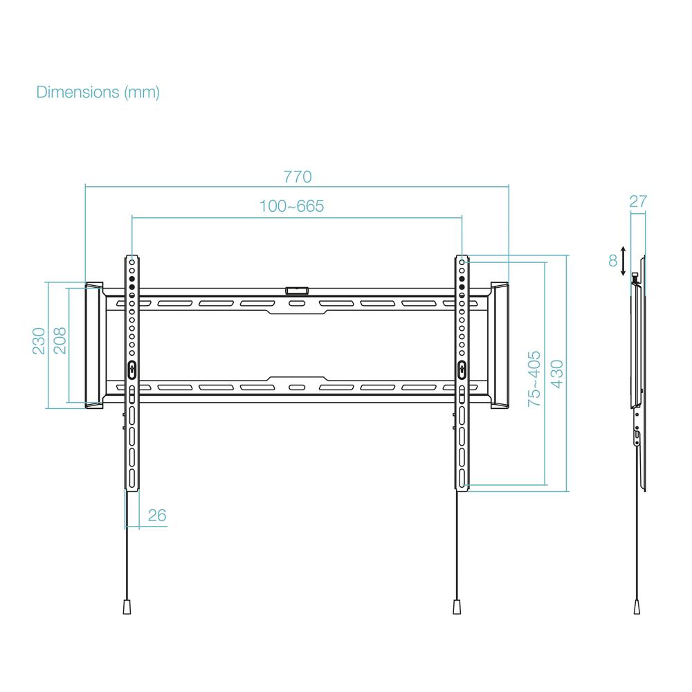 SOPORTE PARED TOOQ VESA HASTA 80" 600X400MM MAX 75KG