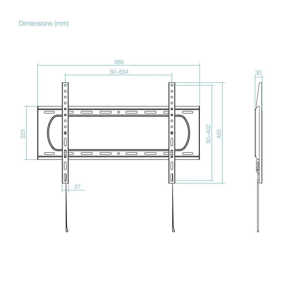 SOPORTE PARED TOOQ VESA HASTA 80" 600X400MM MAX 80KG