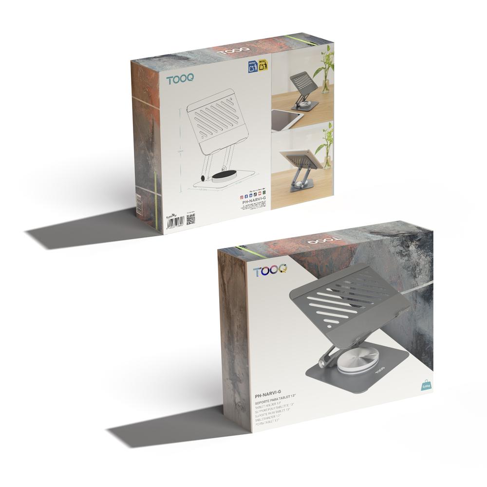 SOPORTE MESA TOOQ 360º PARA DISPOSITIVO 13" GRIS