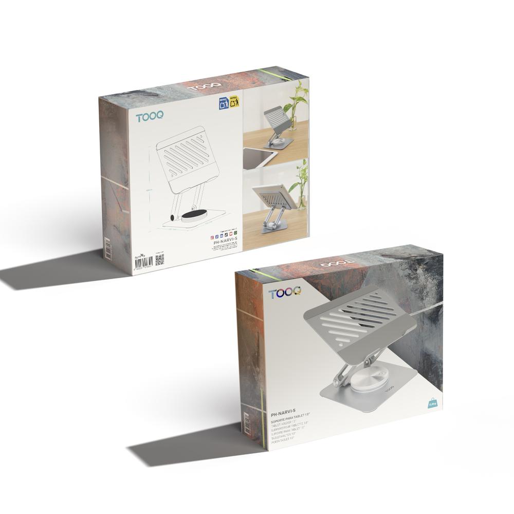 SOPORTE MESA TOOQ 360º PARA DISPOSITIVO 13" PLATA