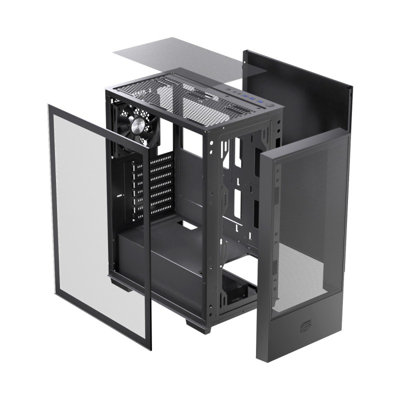 CAJA ORDENADOR GAMING EINAREX P100 CORE ATX CRISTAL TEMPLADO NEGRA