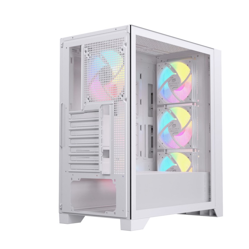 CAJA ORDENADOR GAMING EINAREX P600 RGB ATX CRISTAL TEMPLADO BLANCA