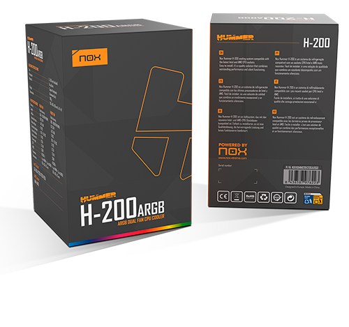 VENTILADOR CPU NOX HUMMER H-200 ARGB 2X 130MM NEGRO