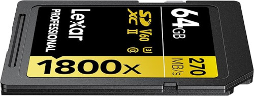 TARJETA MEMORIA SDXC LEXAR PROFESSIONAL 1800X 64GB UHS-II C10 V60