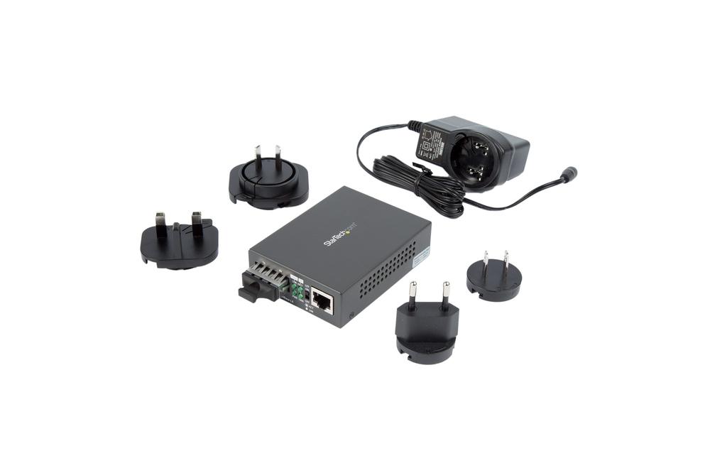 CONVERSOR DE MEDIOS GIGABIT ETHERNET A FIBRA STARTECH SC MONOMODO PARA REDES