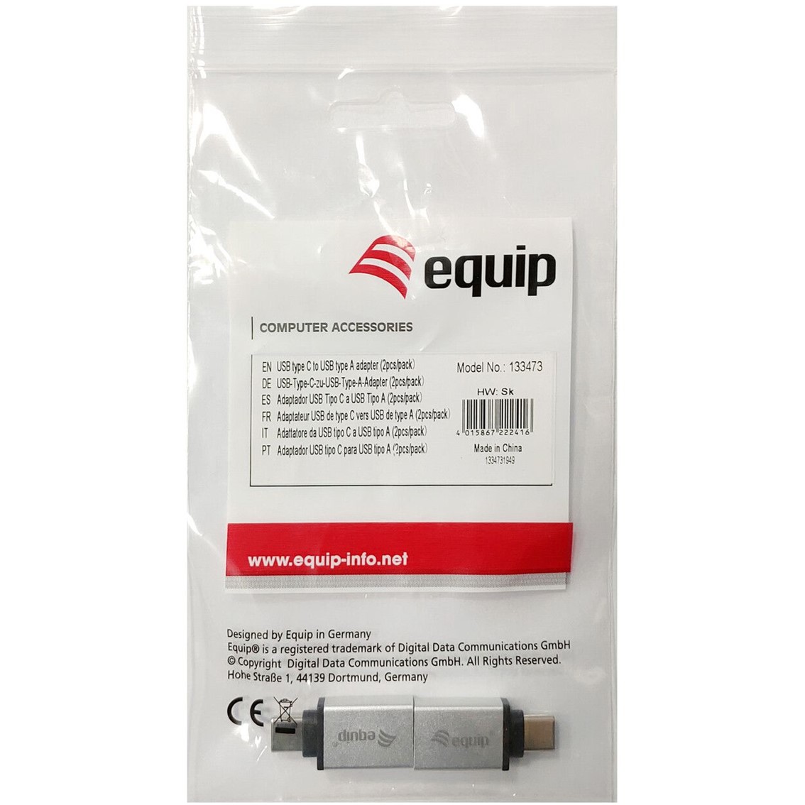 KIT DE ADAPTADORES EQUIP USB TIPO C A USB TIPO A MACHO-HEMBRA