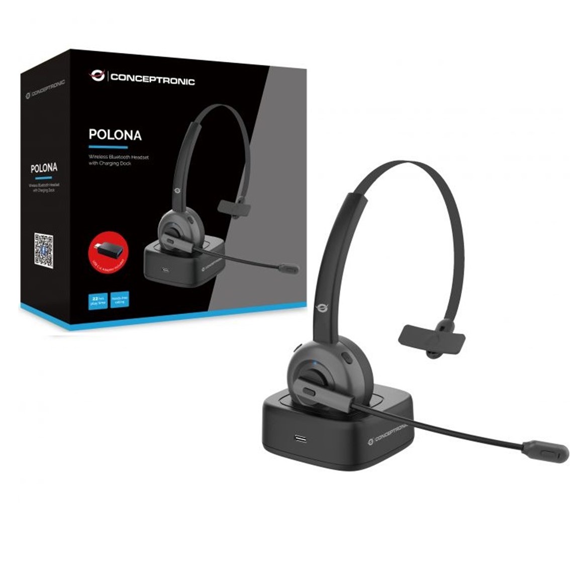 AURICULAR CONCEPTRONIC BLUETOOTH POLONA03BD CON BASE DE CARGA HEADSET MONO
