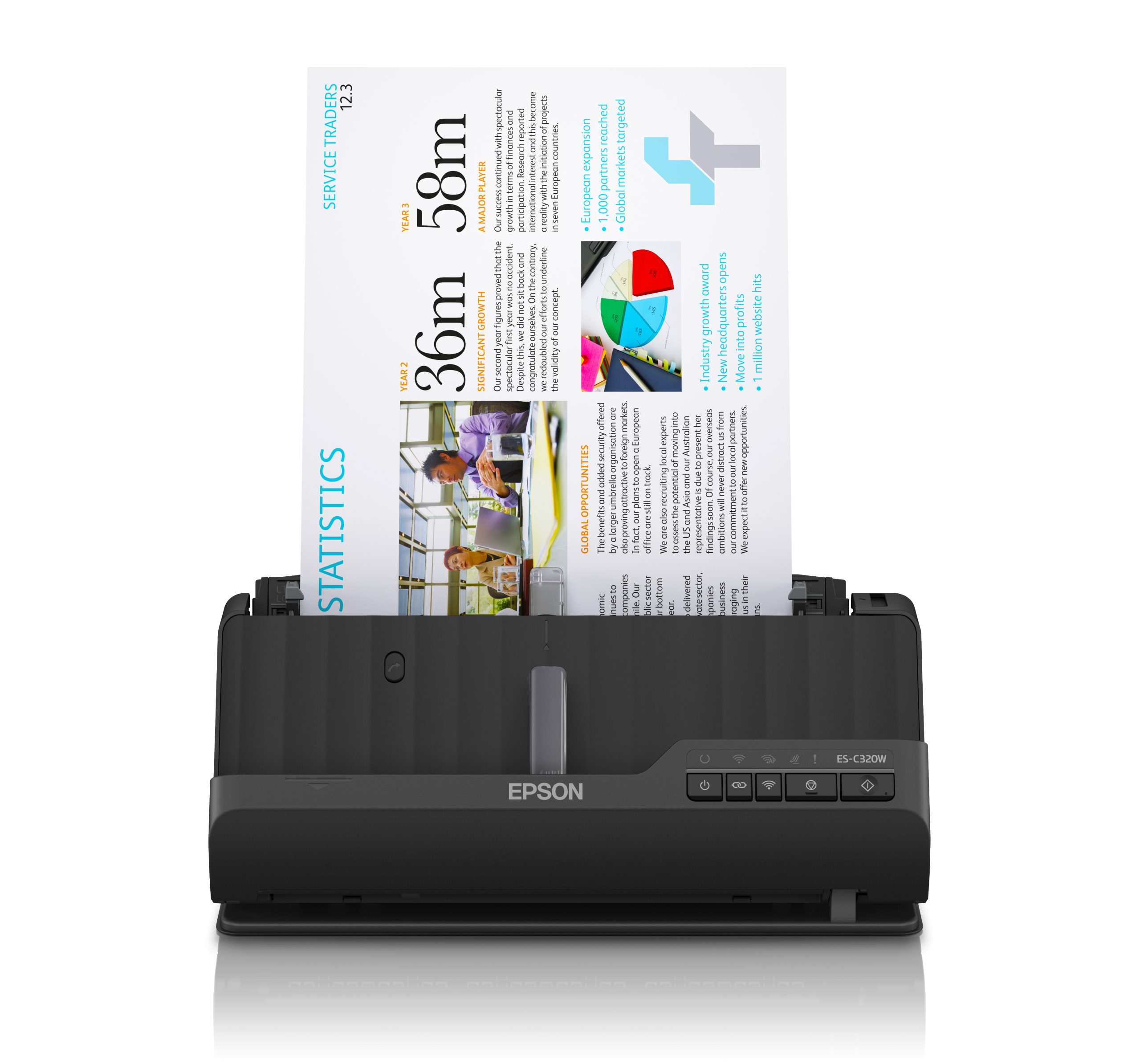 ESCANER SOBREMESA EPSON ES-C320W A4/ 30PPM/ DUPLEX/ WIFI/ COMPACTO/ ADF 20HOJAS