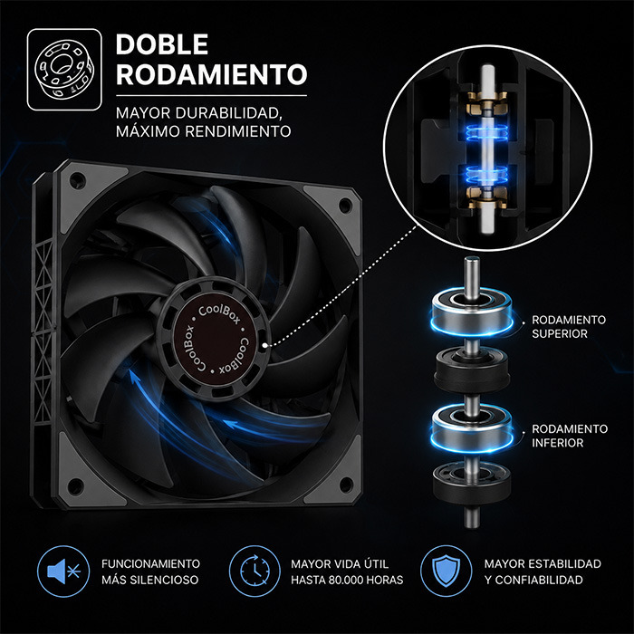 VENTILADOR DISIPADOR CPU GAMING COOLBOX NEGRO 6 HEATPIPES H6 BLACK 240W TDP INTEL/AMD