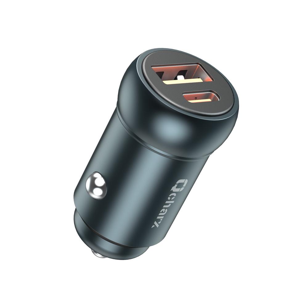 CARGADOR QCHARX NYX COCHE 30W 1X USB TIPO A 1X USB TIPO C NEGRO