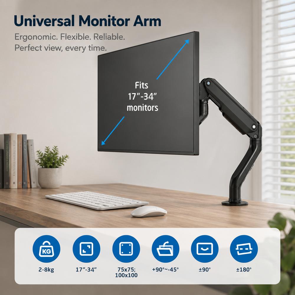 SOPORTE DE MESA EWENT EW1492 PARA MONITOR HASTA 34" CARGA MAXIMA 9KG RESORTE DE GAS