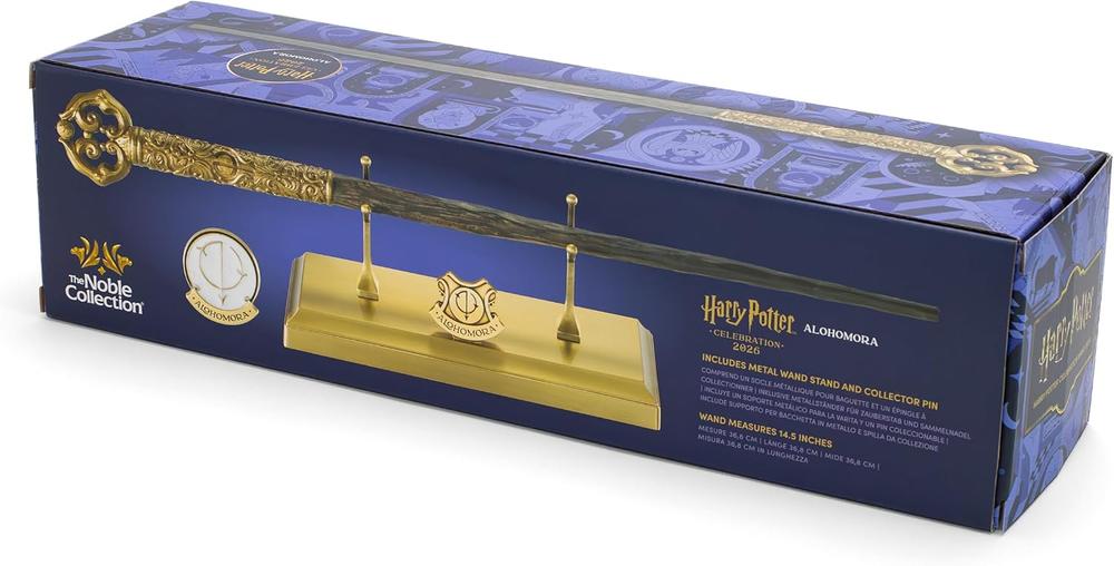 VARITA DE CELEBRACIÓN THE NOBLE COLLECTION HARRY POTTER HECHIZO ALOHOMORA