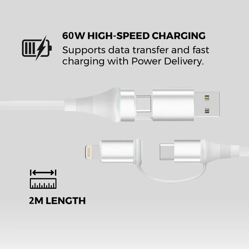 CABLE USB TIPO C / LIGHTNING A USB TIPO C / USB TIPO A EWENT EC1076 2M/ MACHO-MACHO/ BLANCO