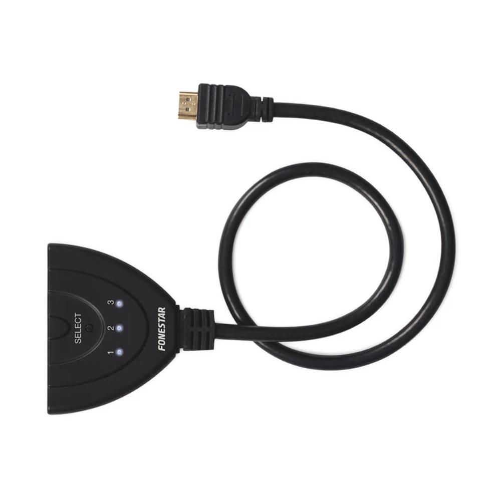 SELECTOR HDMI A 3X HDMI FONESTAR FO-513 0.5M/ MACHO-HEMBRA/ NEGRO