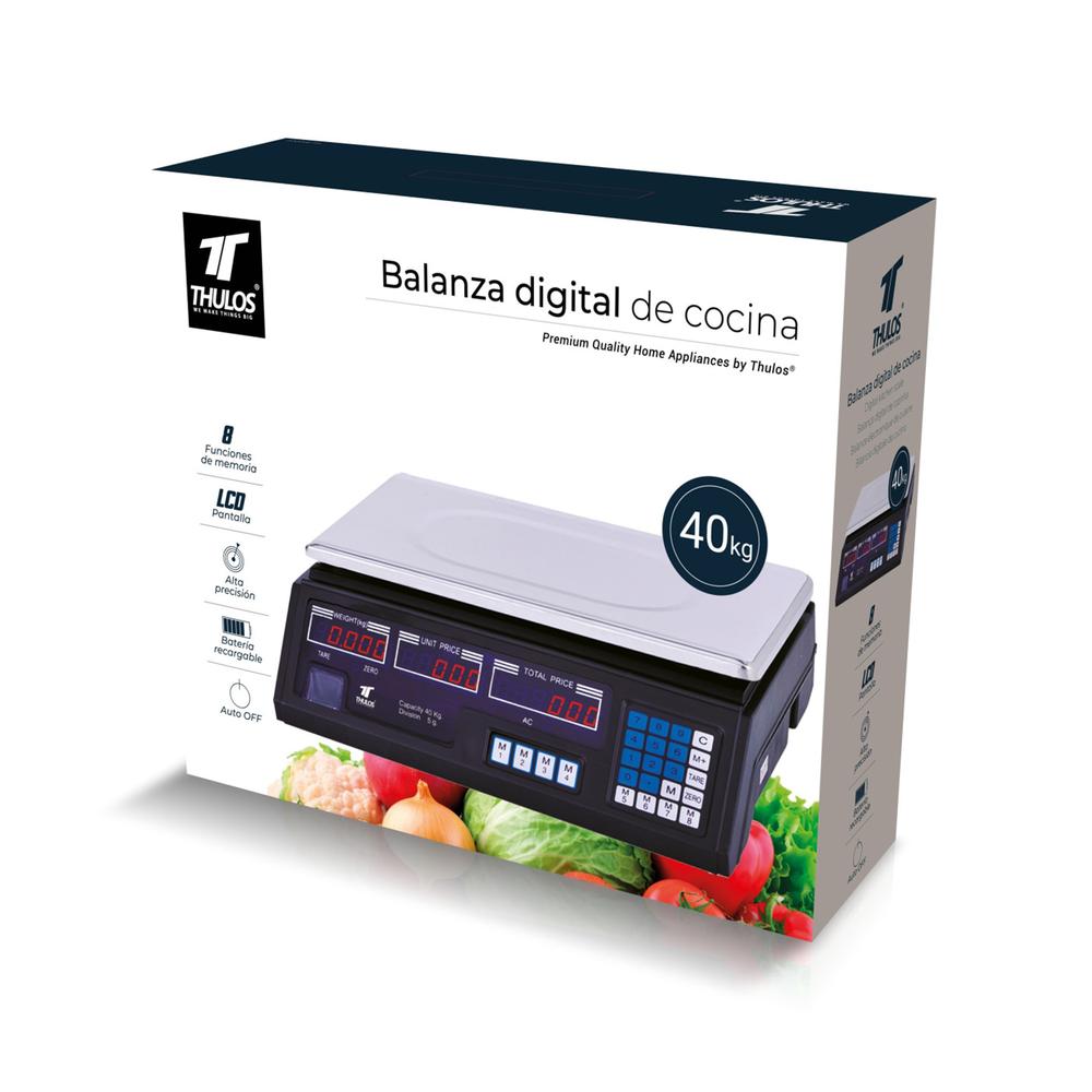 BASCULA DE COCINA DIGITAL THULOS TH-PA1007 CARGA MAXIMA 40KG