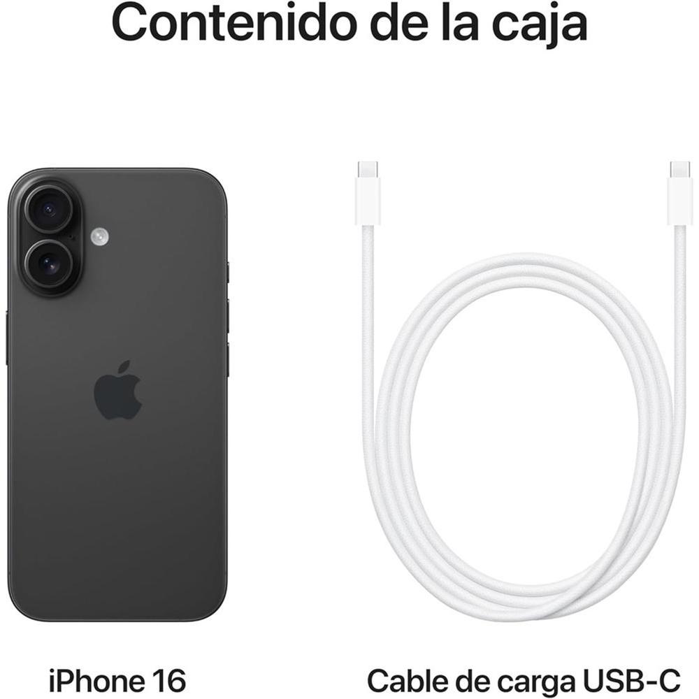 TELEFONO MOVIL SMARTPHONE APPLE IPHONE 16 5G / 256GB / 6.1" NEGRO ACONDICIONADO AB