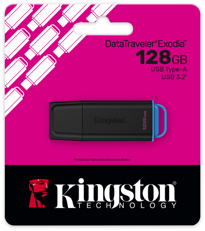 Kingston Technology DataTraveler 128GB Portátil USB 3.2 Gen 1 Exodia Negro + Azul