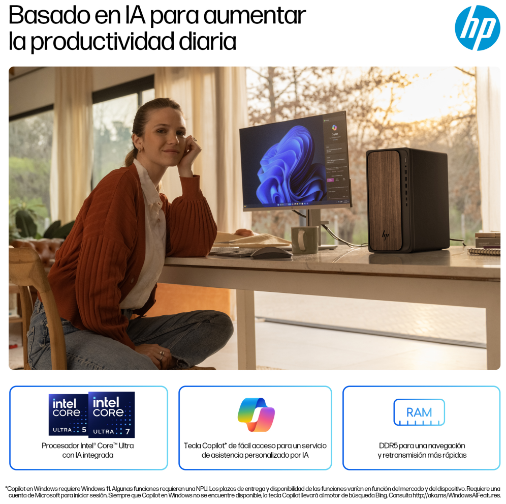 HP M03-0038NS U5-225 512GB 16GB FREEDOS DDR5-SDRAM SSD Torre PC AI PC