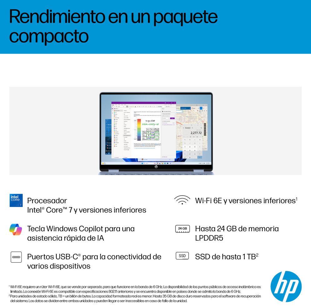 HP 14-FP0007NSX ULTRA 5 325 512GB 16GB 14.0IN WIN11 120U 35,6 cm (14") Pantalla táctil 2K LPDDR5-SDRAM SSD Wi-Fi 6 (802.11ax) Windows 11 Home Azul