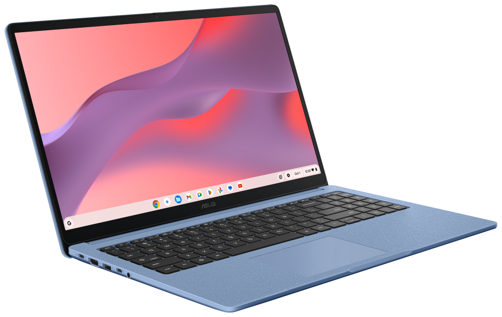 ASUS Chromebook CM1505CM4A-S70064 - Ordenador Portátil 15.6" Full HD (MediaTek Kompanio 540, 4GB RAM, 128GB eMMC, ARM Mali-G57 MC2, ChromeOS) Azul Tela - Teclado QWERTY español