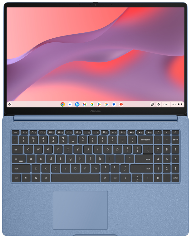 ASUS Chromebook CM1505CM4A-S70064 - Ordenador Portátil 15.6" Full HD (MediaTek Kompanio 540, 4GB RAM, 128GB eMMC, ARM Mali-G57 MC2, ChromeOS) Azul Tela - Teclado QWERTY español