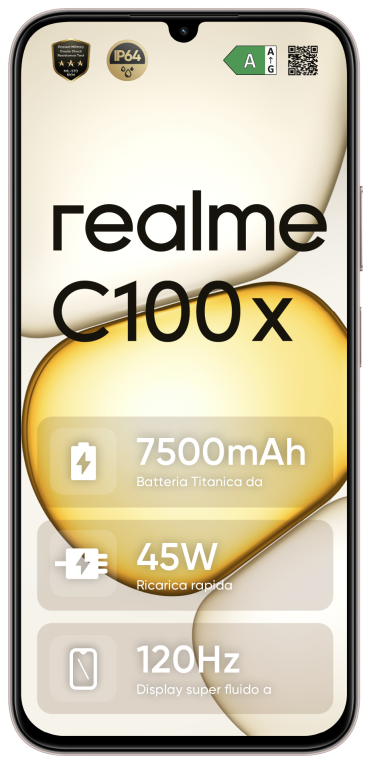 realme 631011008900 smartphones 17,3 cm (6.8") Android 16.0 4G USB Tipo C 4 GB 256 GB 7500 mAh Oro