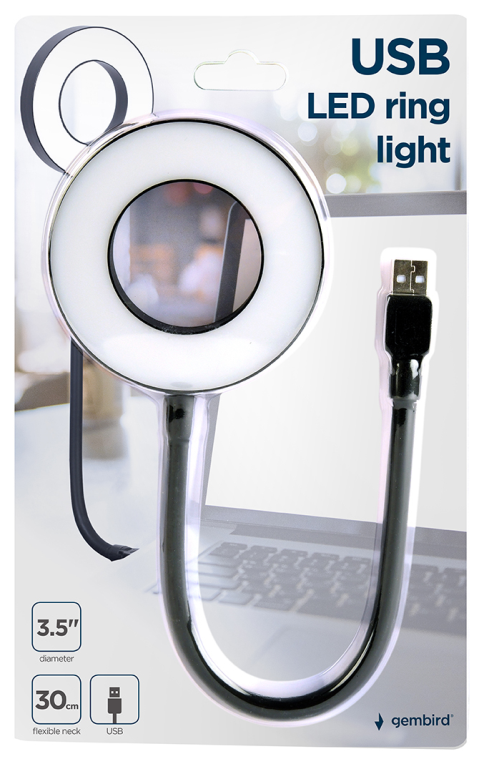 Gembird NL-LEDRING-01 aparato USB Negro, Blanco Lámpara