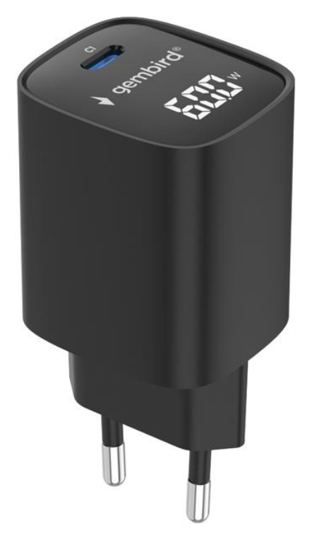Gembird TA-UC-1C-PD60LCD-01-BK cargador de dispositivo móvil Portátil, Smartphone, Tableta Negro Corriente alterna Carga rápida Interior