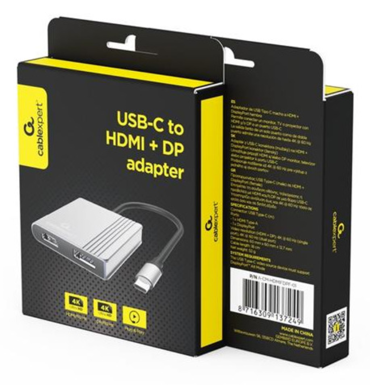 Gembird A-CM-HDMIFDPF-01 hub de interfaz USB Tipo C Gris